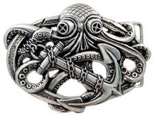 Unique 3D Antique Engraved Belt Buckle Octopus Boat Anchor Buckles fits 1-1/2"