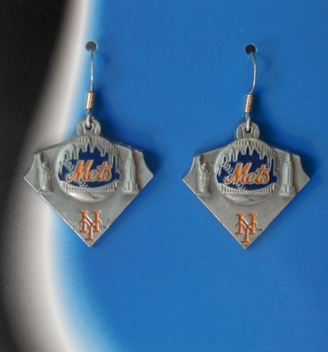 New York Mets Dangle Earrings Licensed MLB Baseball Jewelry - Picture 3 of 3