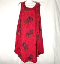 Sunny Island Hawaii Swimsuit Cover Up, One Size, Red 2 Pocket Floral Beach Dress