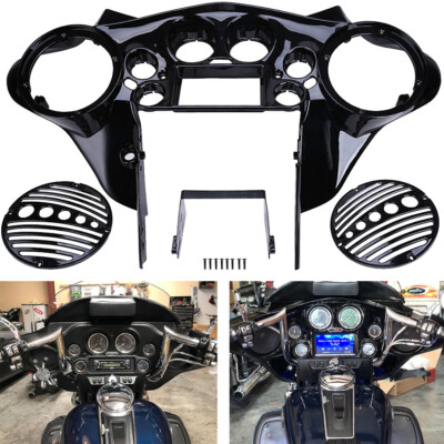 Black Double DIN Inner 8'' Batwing Fairing for Harley Touring Glide 1998 - 2013
