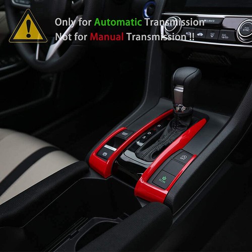 2PCS Gear Shift Console Cover Frame Panel Trim For Honda Civic 10th Gen 2016-21 - Picture 12 of 12