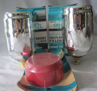 2 NOS Genuine THERMOS Stronglas Replacement Filler 62F Wide Mouth Pint + Red Cup