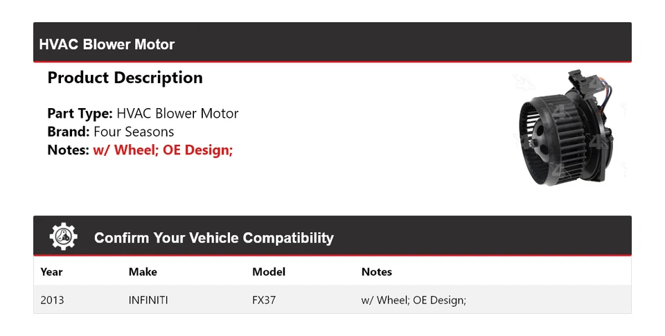 Motor soplador de climatización Infiniti FX37 2013 4 estaciones Foto 2 de 4