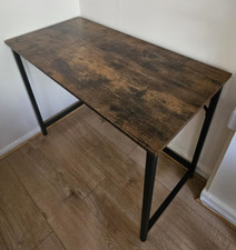 Industrial Computer Desk Rustic Wooden Writing Study Table Metal Home Office UK