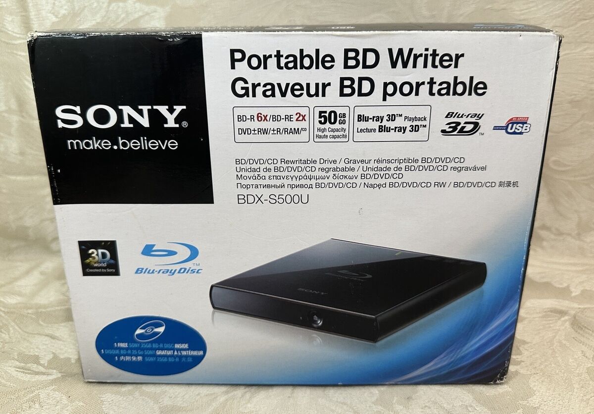 SONY Blu Ray Portable BD Writer Drive Model-BDX-S500U - 3D SONY Blu Ray Portable BD Writer Drive Model-BDX-S500U - 3D