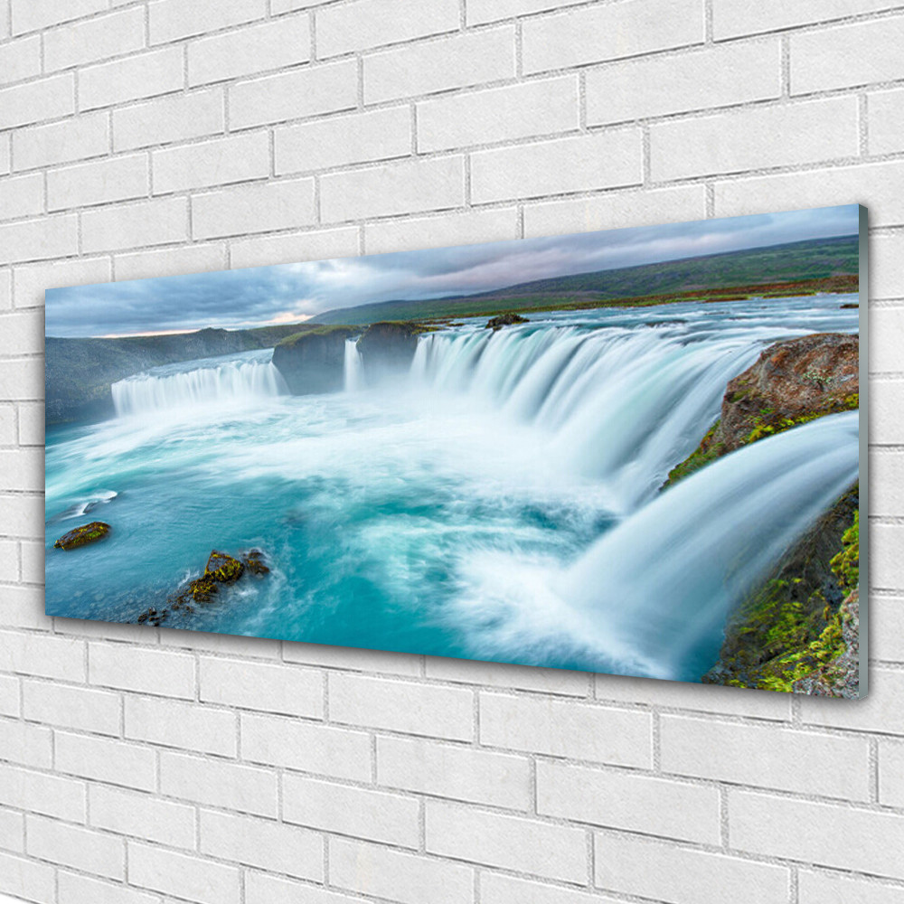 Tableau cascade 125x50 cm en verre acrylique imprimé pour décoration murale