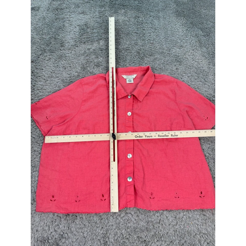 John Paul Richards Top Mujer 2X Rosa Lino Blusa Uniforme Camisa Boho De Colección Y2K Foto 4 de 4