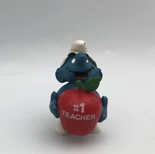 Schleich Peyo Smurf Vintage Figure 1983 #1 TEACHER Holding Apple 20160