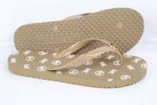 Michael Kors Women's Logo Flip Flop Sandals 11 Lightweight PVC Beige Brown LG23L