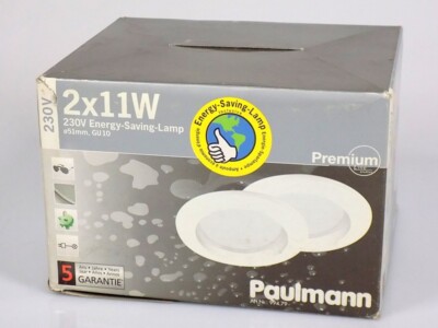 2x 11W Paulmann 994.79 ESL EBL Set GU10 230V Ø79mm Einbauleuchten Weiß