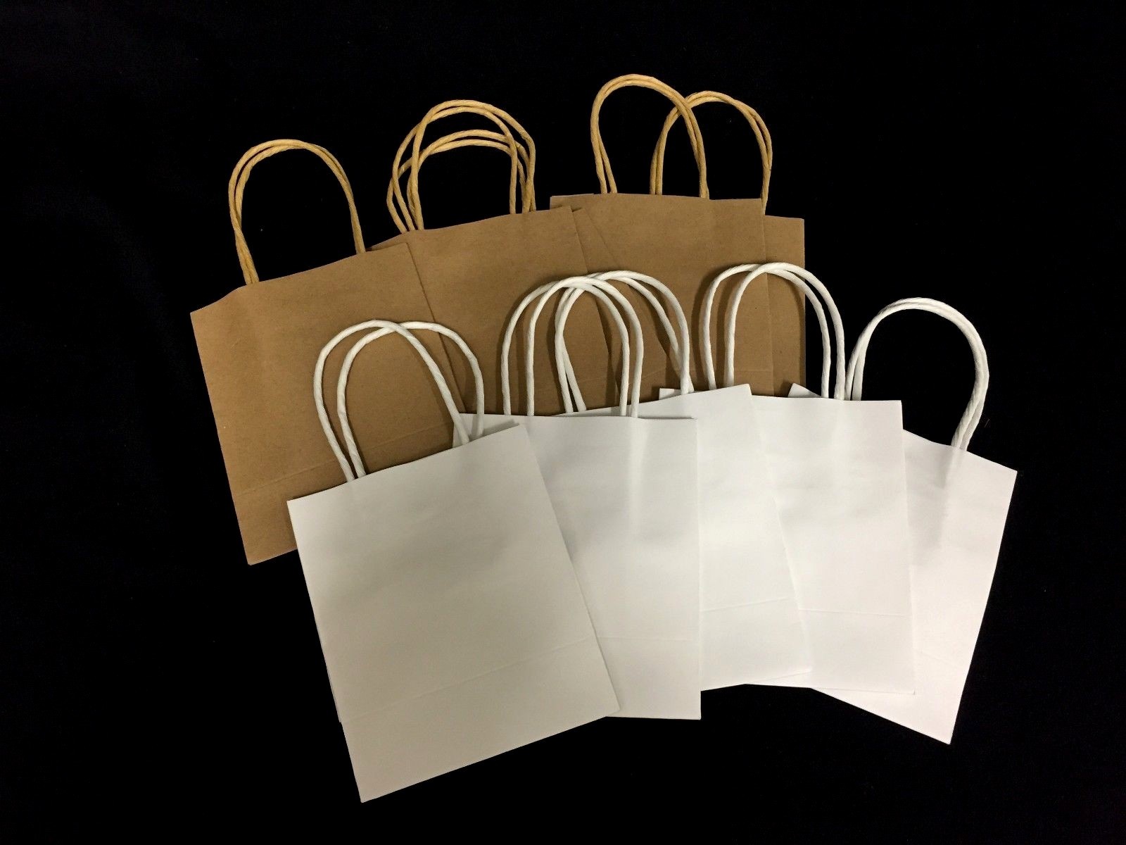 10pc Paper Craft Carry Bag Brown / White Plain Gift Bags wt handle