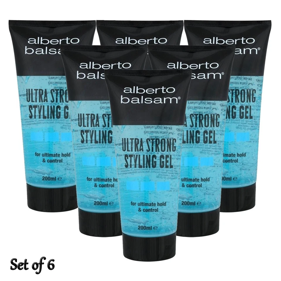 Alberto Balsam Styling Gel Ultra Strong Hair Styling Gel Long Lasting 6 x 200ml