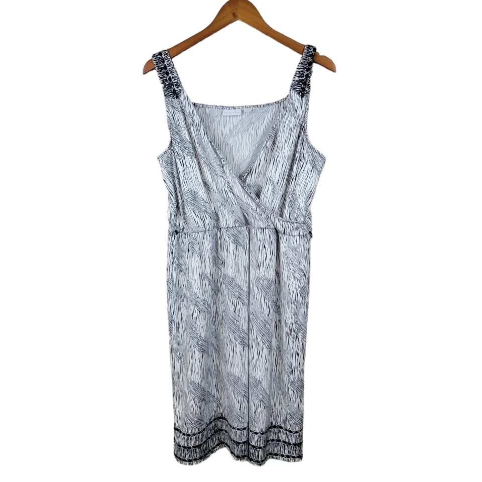 Vestido Top Envolvente Funda NY Co Talla XL Cuentas Carrera Fiesta Negro Blanco Grabado Foto 2 de 4