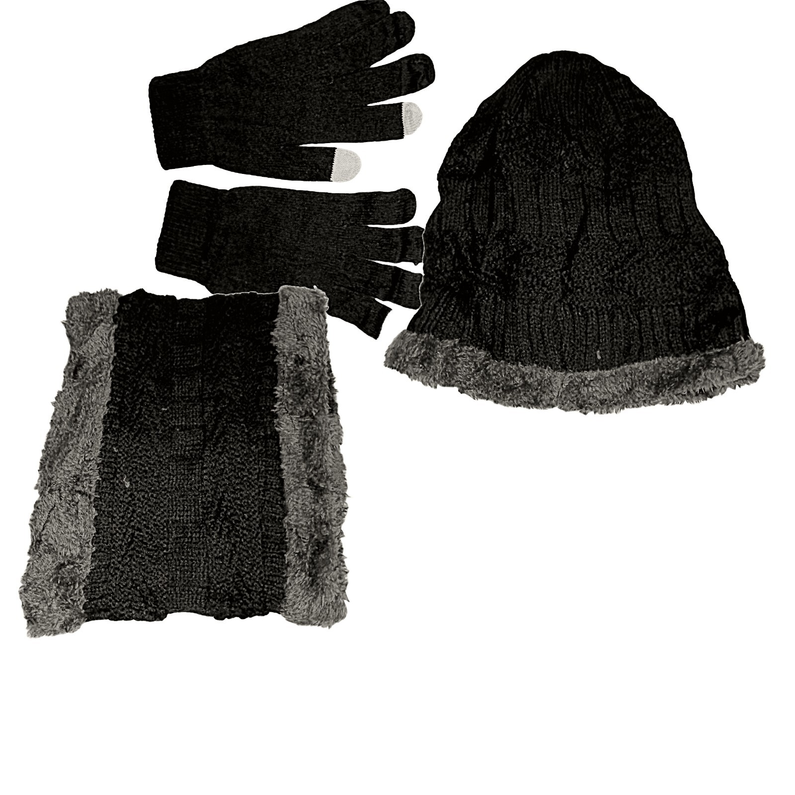 Beanie Neck Warmer Gloves Winter Warm Set for Women Fall Essentials Combo-image