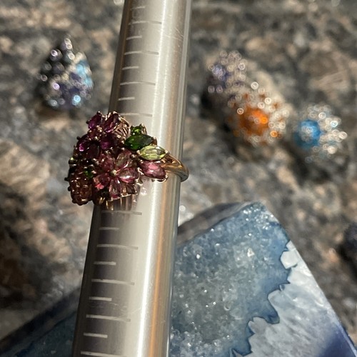 Anello Chuck Clemency STS NYCII argento sterling 925 multi gemma bouquet floreale taglia 8 - Foto 7 di 16