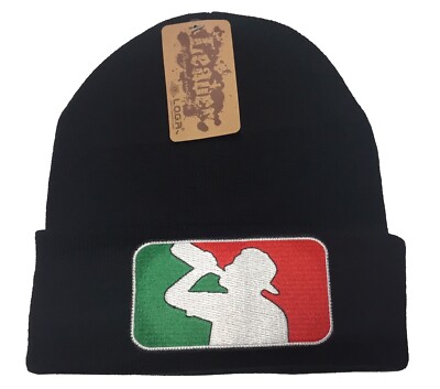 EL BORRACHO DE MEXICO BEANIE HAT BLACK MEXICO LOGO FEDERAL EL CHAPO GUZMAN