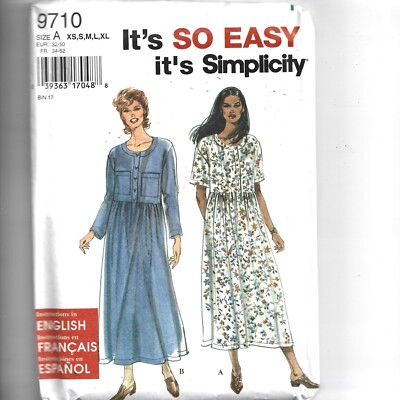 Vintage It's So Easy it's Simplicity 9710 Size A(XS-XL)Misses Dress,New