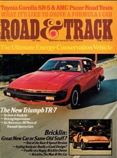 Road & Track April 1975 ? Triumph TR7 / Bricklin SV1 / AMC Pacer / Toyota Coroll