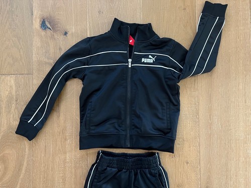 PUMA Boys 2 Piece Sweat Suit Jogger Outfit Size 4 BLACK Polyester - Picture 3 of 7