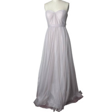 Jenny Yoo Light Gray Pleated Tulle Strapless Bridesmaid Dress Size 6 