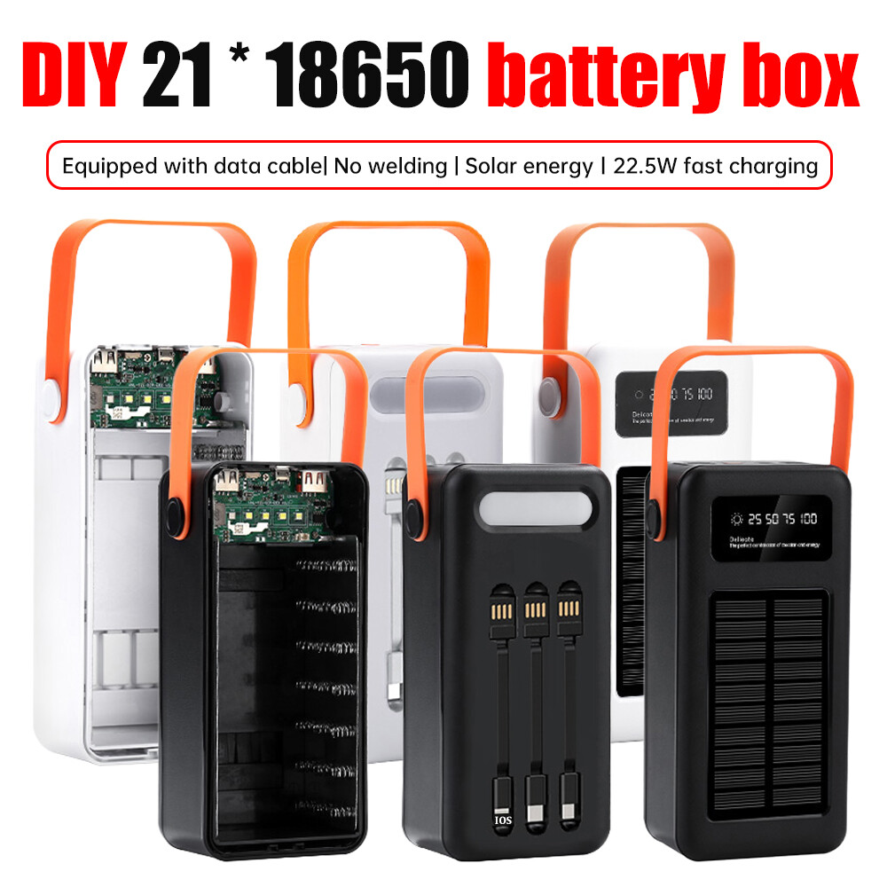 Power Bank DIY Case Kit with 21x18650 Battery Support Fast Charging Detachable Shell Box for Custom Builds