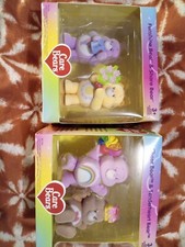 New Flocked Figures Care Bears. Lot Of 2 Mini Care Bears Figures. Nib. Set Of 4