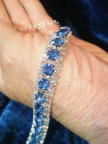 Collana Donna Argento Blu Orecchini con Cristalli Swarovski Originali collier - Foto 9 di 12