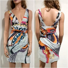 🆓US🛃 MISSONI Ruched floral printed ruched viscose / silk Dress IT 40