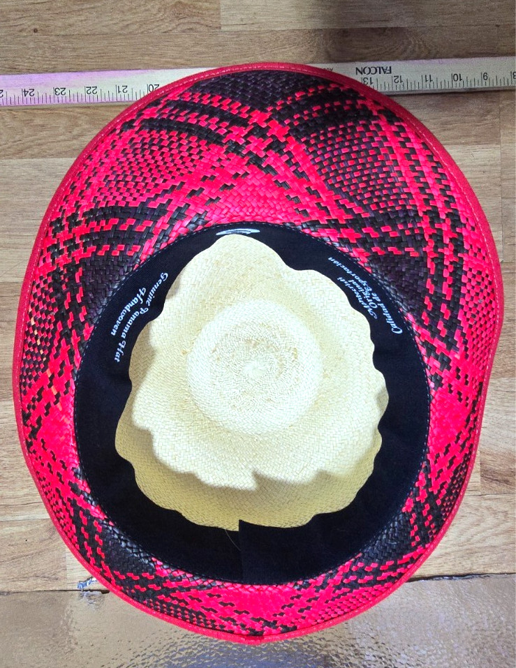 MONTECRISTI GENUINE PANAMA HAT BLACK RED--XLNT!!!