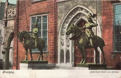 001958) AK Bremen Reiter am Rathaus ungebraucht