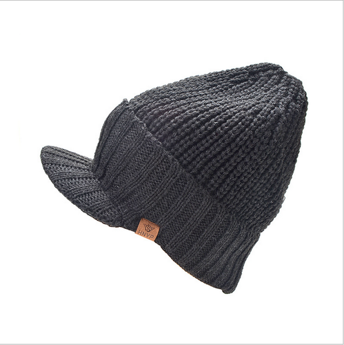 Winter Wool Blend Visor Brim Beanie 