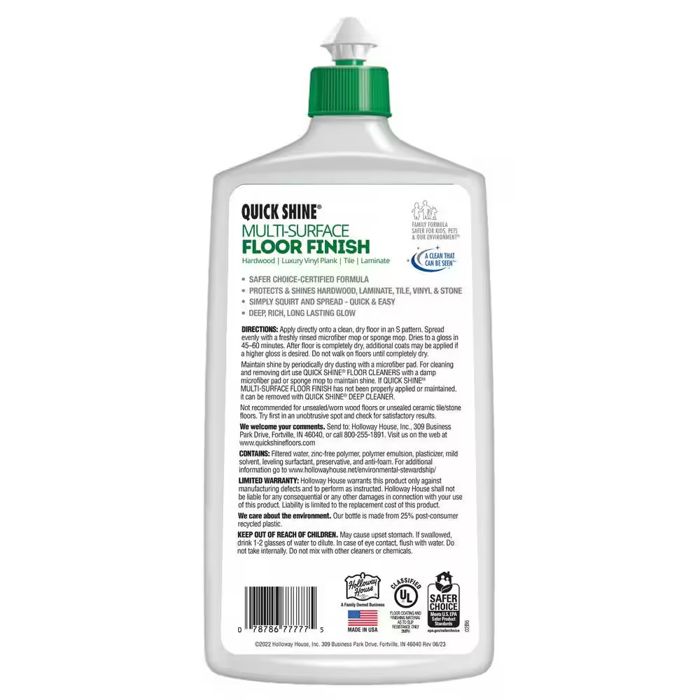 Quick Shine 27 oz. Floor Finish Protects Hardwood Tile Laminate Vinyl & Stone