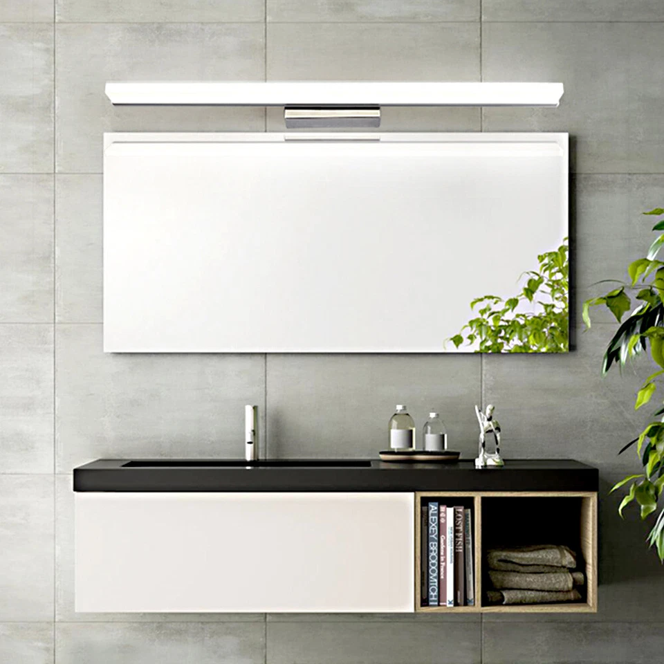 Lámpara de pared LED moderna para maquillaje con espejo frontal con luz de tocador de baño Foto 3 de 4
