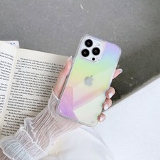Rainbow Gradient Shockproof Clear Slim Case For iPhone 16 Pro Max/16e 2025/15/14