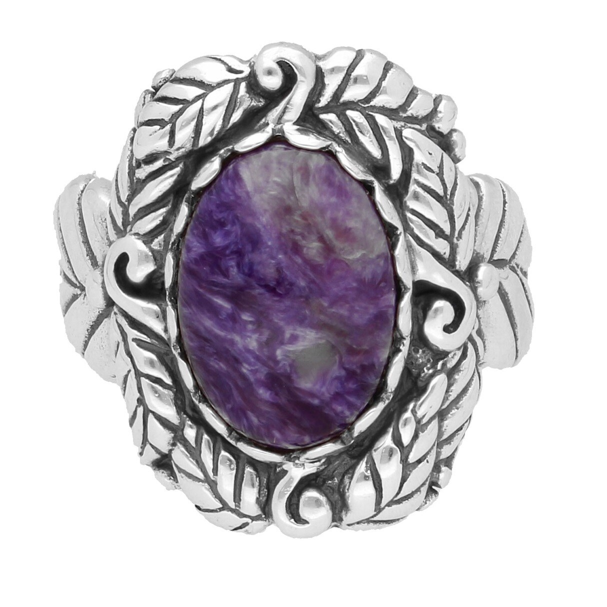 Sterling Silver Purple Agate Fancy Solitaire Ring (Size P 1/2) 22mm Widest