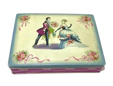 Made in England Edward Sharp & Sons Hinged Tin Lady & Man 8"x6"x1.5"