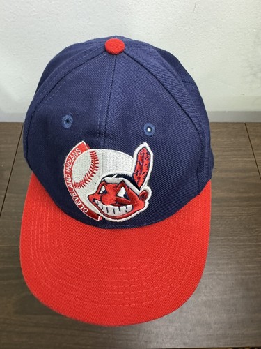 Vintage 90's Cleveland Indians Wahoo Wool Hat The Game Embroidered Cap Snapback - Picture 8 of 13