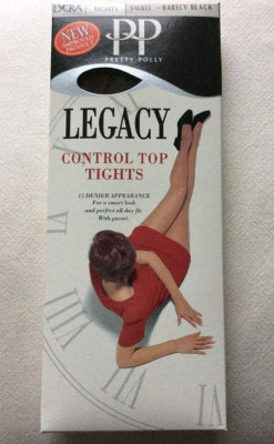 Pretty Polly Legacy Control Top Sheer Tights 15 D Appearance Barely Black Size S