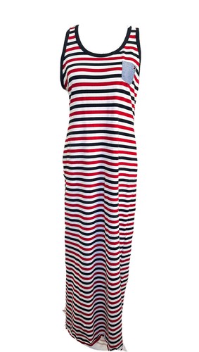 TOMMY HILFIGER Blue & White Red Striped Long Casual Dress Women 4 - 第 1/6 張圖片
