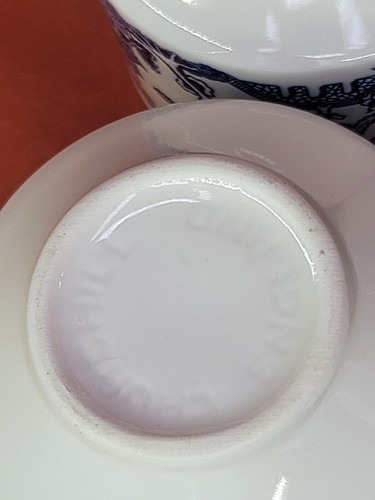 Taza taza y platillo Churchill Inglaterra azul sauce blanco vajilla inglesa fina - Imagen 17 de 21