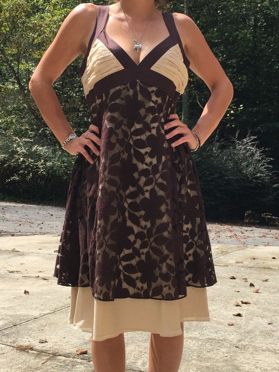 LAUNDRY BY SHELLI SEGAL WomensGorgeous 2 Layer Embroidered Sleeveless Dress  Sz 6