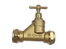 Brass 25mm MDPE Stopcock Valve, Water Mains Stop-cock Valve
