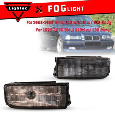 Pair Fog Lights For 92-99 BMW E36/M3 3 Series Smoke Glass Lens W/H1 55W Replace