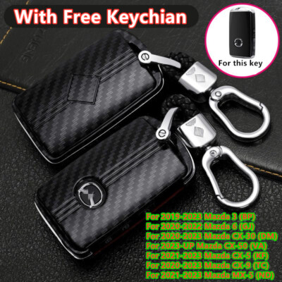 Carbon Fiber Car Key Fob Cover Case Holder Shell For Mazda