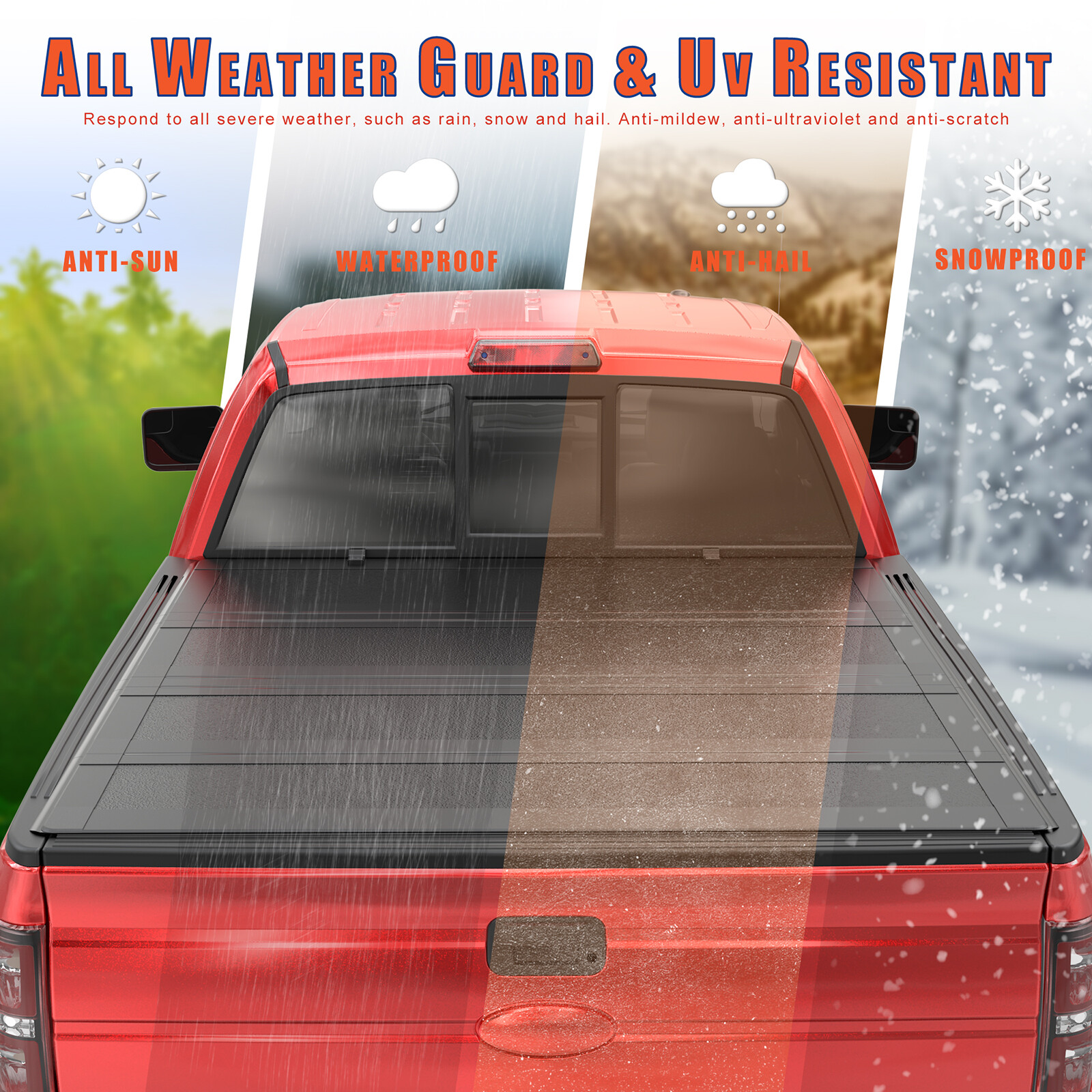 5FT FRP 4-Fold Hard Bed Tonneau Cover For 2019-2024 Ford Ranger Low Profile