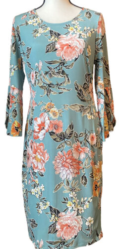 Glamour Women’s  Floral Turquoise Dress Pullover Size 8 New With Tags - Afbeelding 1 van 13