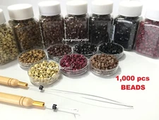 1000 Silicone Micro Beads Crimp Links for Feather I tip fusion Hair Extensions