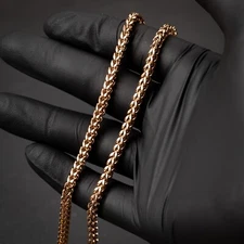 Solid Rose Gold Plated Heavy 316 Stainless Steel 4MM Franco Chain Necklace