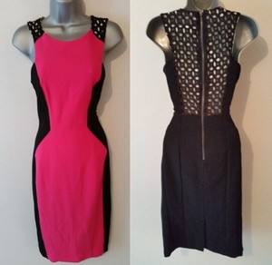 pink and black bodycon dress