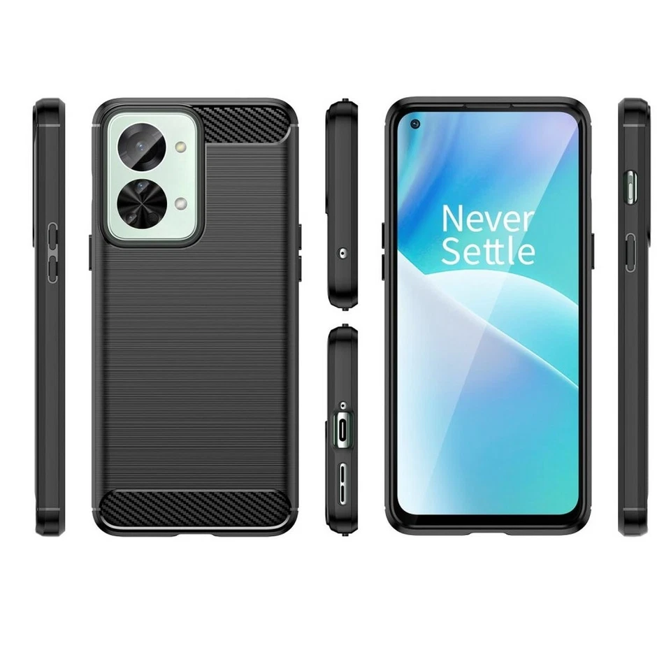 Hülle für OnePlus Nord 2T 5G Handy Cover Silikon Case Tasche Bumper Carbonfarben - Bild 2 von 4